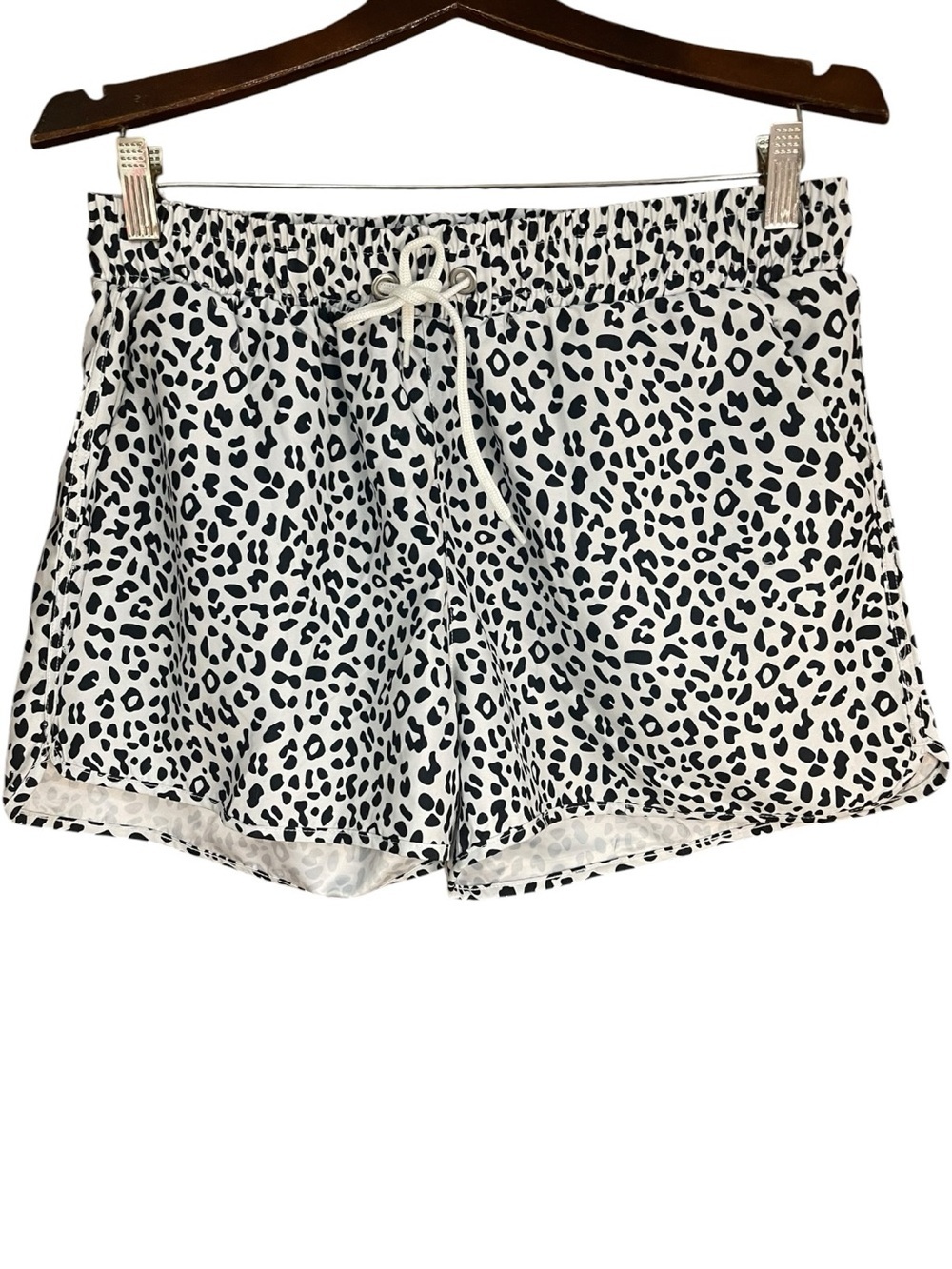 NAP Loungewear Leopard Print Lounge Athletic Shorts Black White